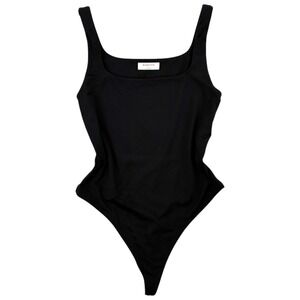 Babaton Contour Black Square‎ Neck Thong Bodysuit Pull On Stretch Size L